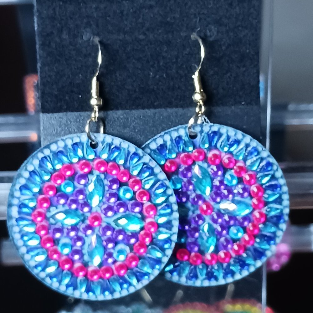 Handcrafted earrings mosaic circle